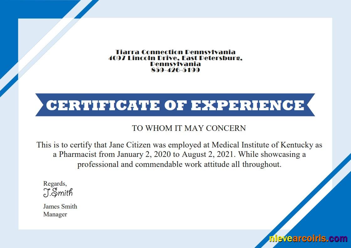 USA Job Experience cert Version 2